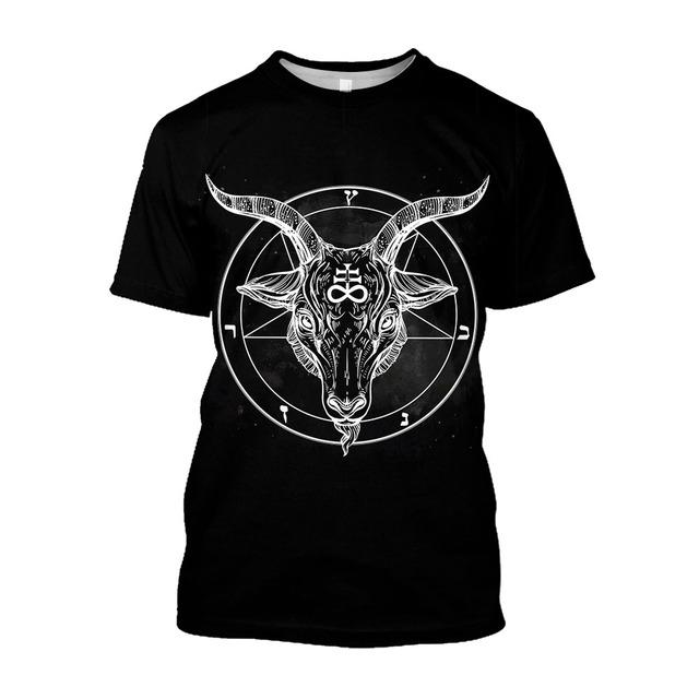 Baibao QIQI Jumeast 3D Evil Satanisme Satan Gedrukt Heren T-shirts Grunge Y2K Casual T-shirts Horror Mode Streetwear T-shirty Gothic Tops L
