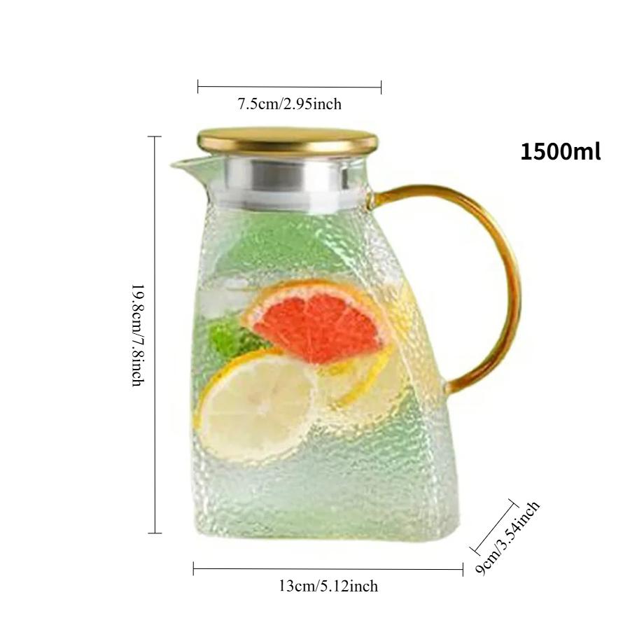 Household Large Capacity Jarra Transparent Glass Handle Heat-resistant Water Jug Teapot Water Bottle 1500ml 1800ml Glass Pitch