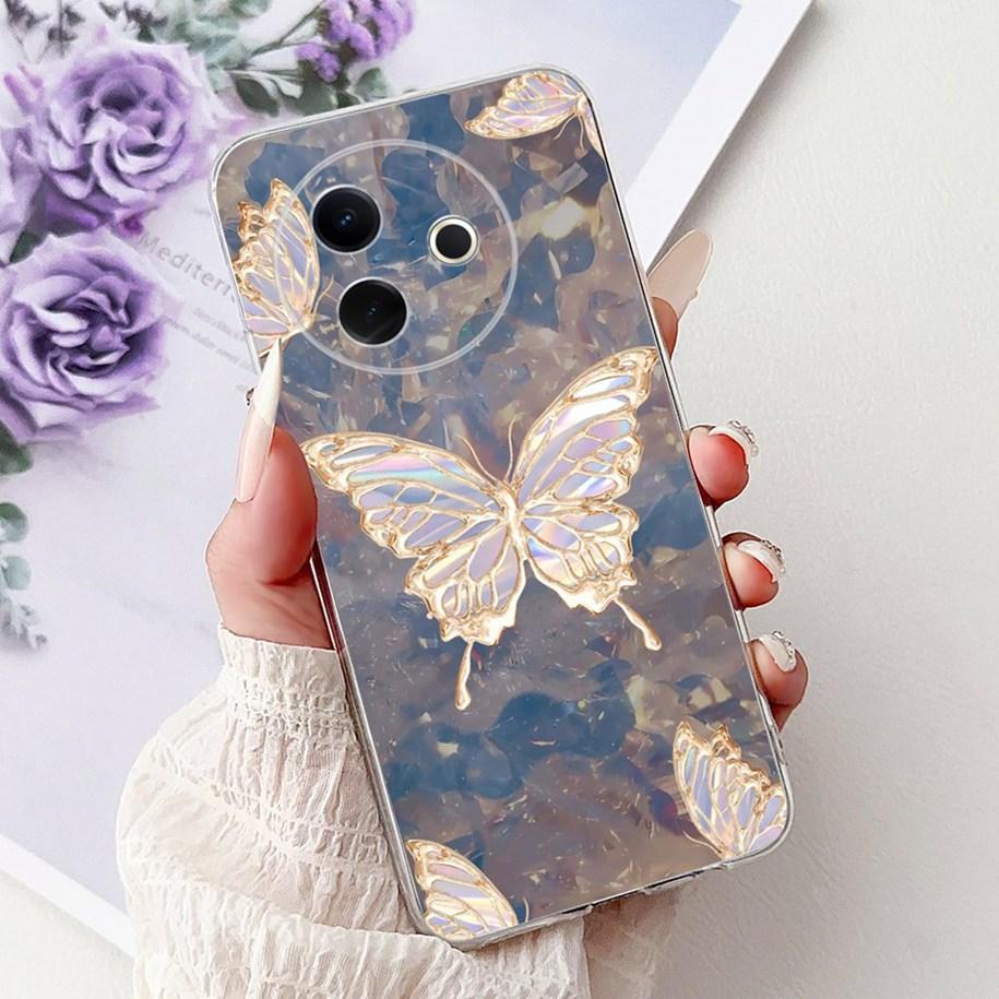 Hülle Für Vivo Y39 Y300i 5G Cover V2436 V2444A Neue Mode Blume Schmetterling Weiches Silikon Klare Hülle Für VivoY39 VivoY300i Funda