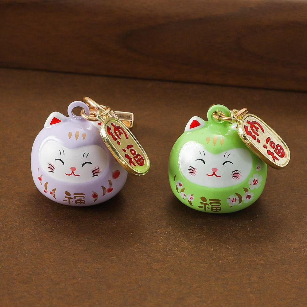 Bring Wealth Lucky Cat Keychain Creative Gift Car Bag Pendant Key Chain Cat Bells Pendant