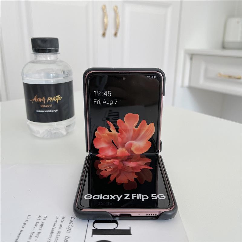 2021 Lychee Pattern Fold Case For Samsung Galaxy Z Flip Cover Anti -Knock Luxury Leather Cases For F7000 2021