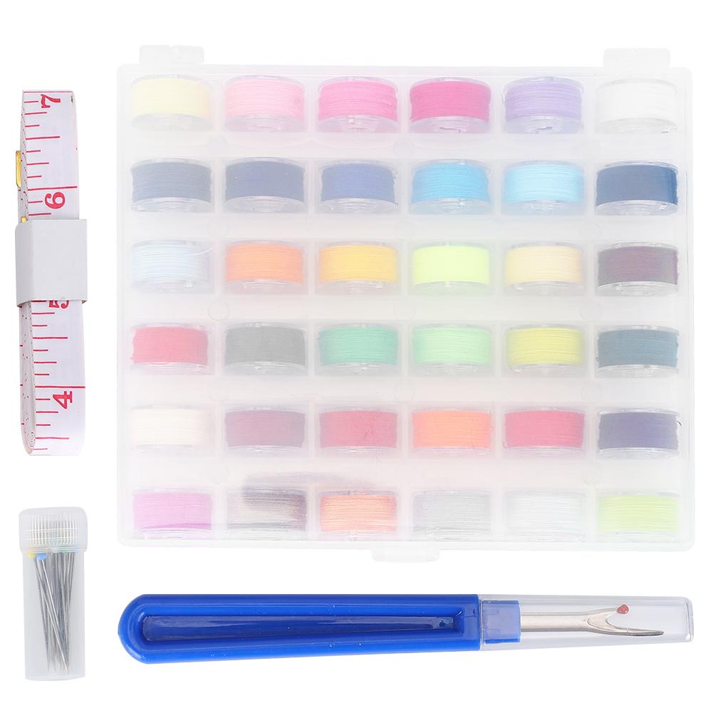 Bobbin with Thread Transparent Spool Sewing Embroidery Machine Accessories 36 Color Set