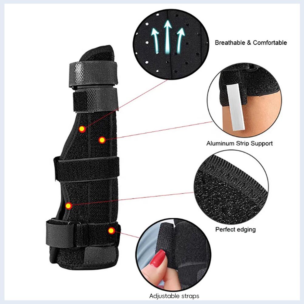 Broken Finger Stabilizer with Adjustable Strap for Fracture Breathable Sports Injury Finger Protector Pain Relief Gym Climbing