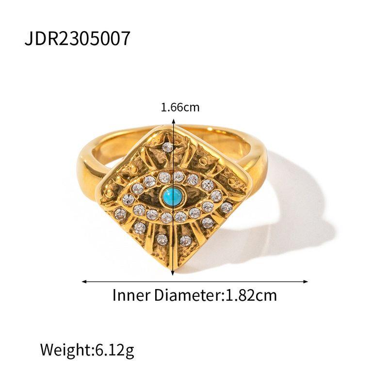 European and American Fashion Devil's Eye Titanium Steel Plated 18K Gold Ring Niche Original Design High-End Jewelry That Does Not Fade