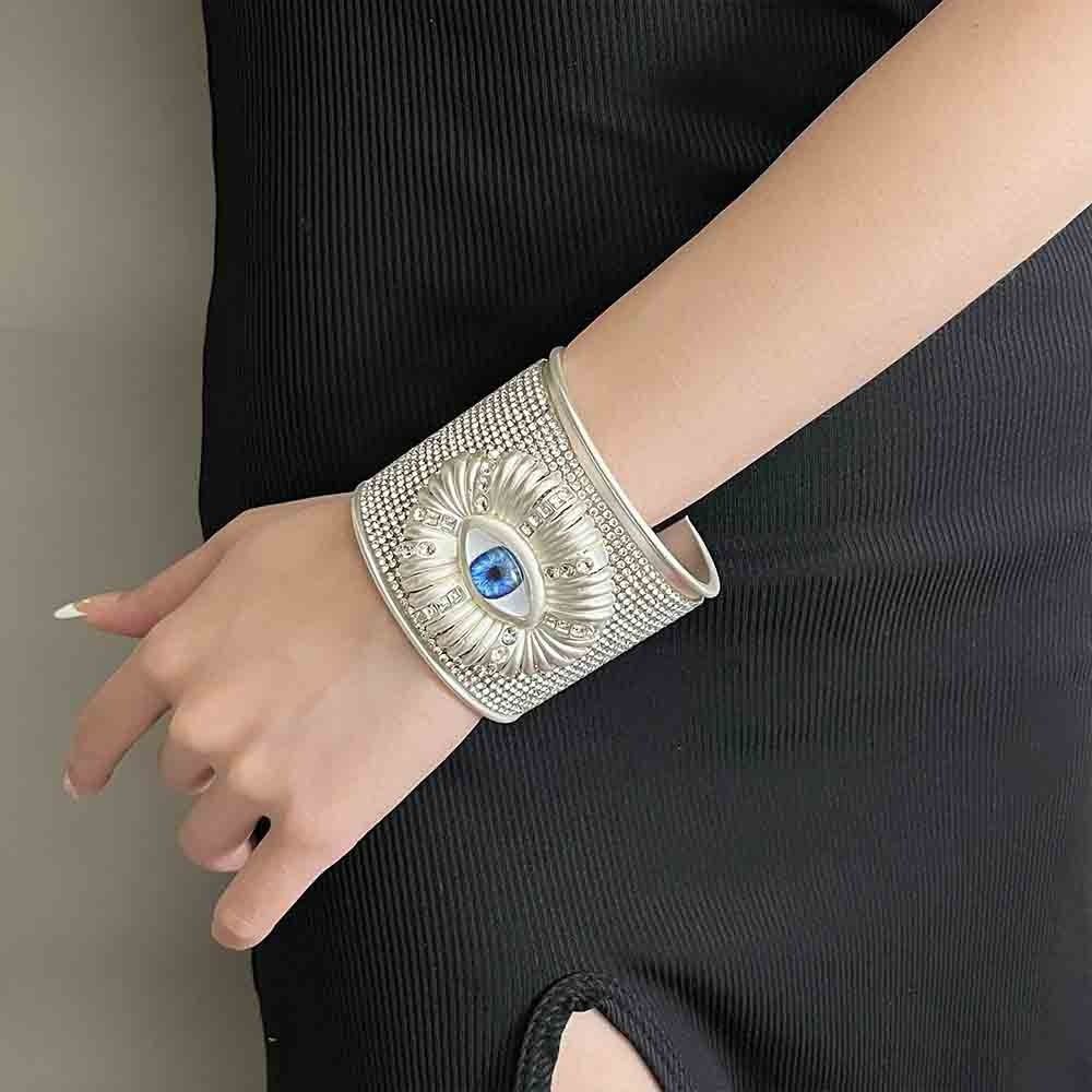 Zinc Zinc Alloy Demon's Eye Bracelets Full Rhinestone Geometric Cuff Bangles  Girls Gift