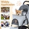 4 Wheels Pet Stroller, Foldable Cat And Dog Stroller with Mesh Windows, Cup Holder, Storage Basket, Breathable Pet Strolling Cart Holds Up To 22lbs