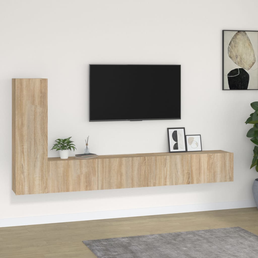 3 Piece TV Cabinet Set In Sonoma Oak Effect Particleboard