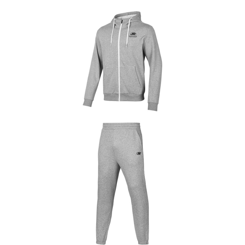 Skechers Basic Sports Series Full Zip Fleece Thick Hooded Knit Sweatshirt Comfortable Bottoms Casual Sports Suit Men sweatsuit P424M138-004F M