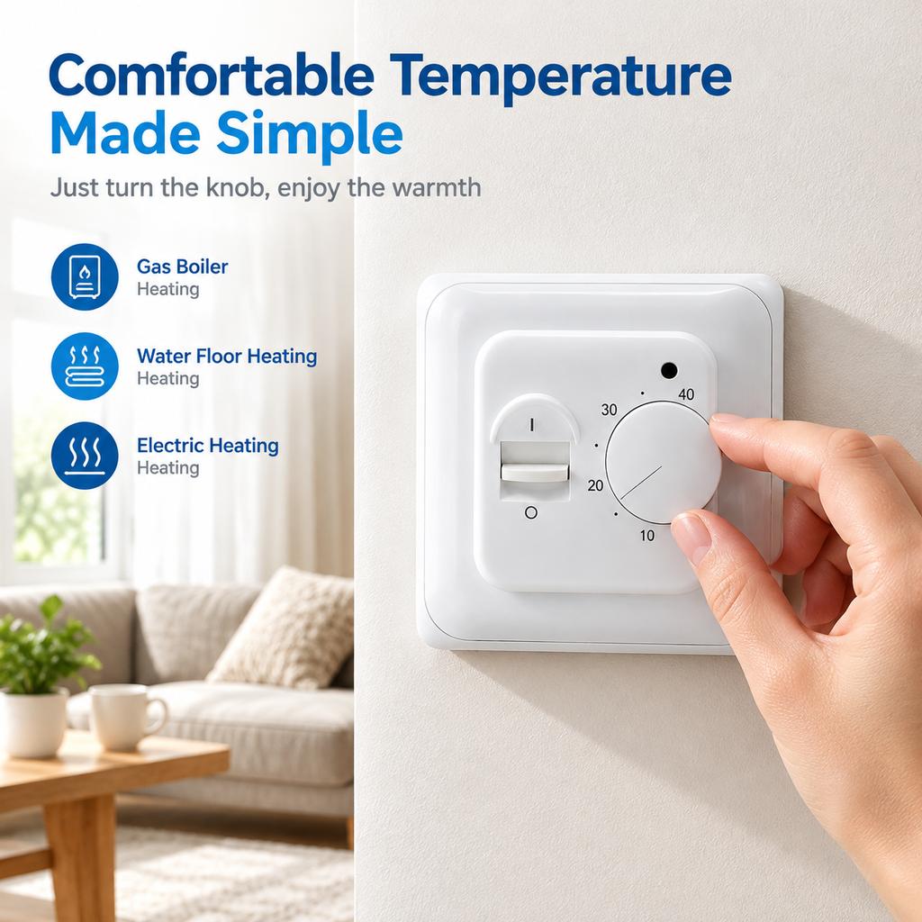 RTC70.26 White Mechanical Floor Heating Thermostat (1 Pack)