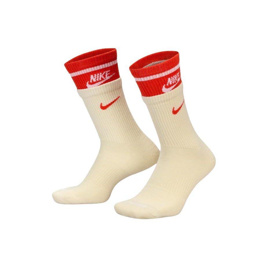 Nike Everyday Plus Crew Socks Unisex 1 Pack Coconut Milk/Passion Red/White FN3148-100