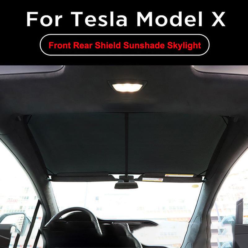 For Tesla Model X 2024 Front Rear Shield Glass Roof Sunshade Skylight Mesh Net Sunroof Blind Shading ModelX Sun Shades Visor