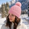 Plush Pompom Women's Knitted Beanie Hat Lightweight Winter Beanie Hat Gifts Pompom Beanie