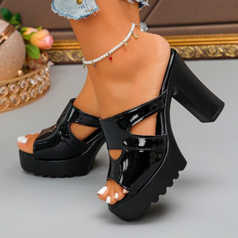 Women's Sandals Summer Block Heel Shoes Solid Chunky High Heel Casual Open Toe Platform Sandals Sandalia Feminina Woman Heel