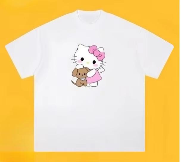 

2026 New Hello Kitty Harajuku Unisex Women Oversized Y2k Short Sleeve Streetwear Comfortable summer Womens Tshirt loose fit S