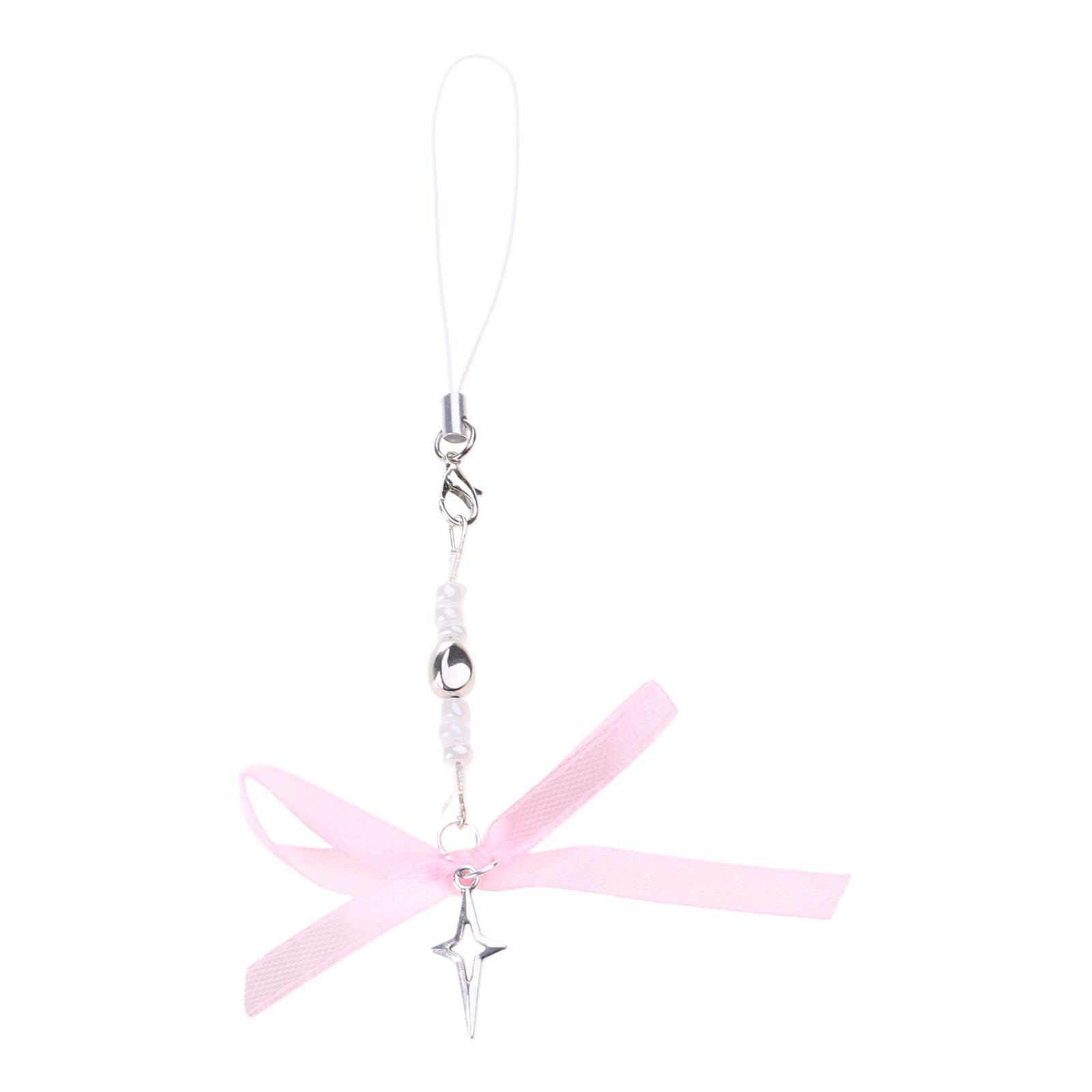 

Модный бантик, подвеска с бусинами-звездочками, милый ремешок для телефона, украшение для сумки, портативный шнурок для подвешивания для девочек и женщин 1