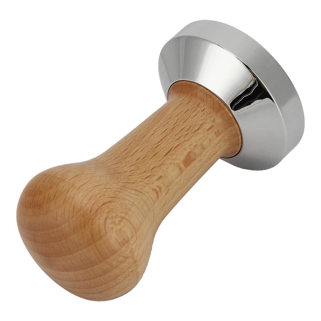 Professioneller Holz-Kaffee-Tamper Pulver-Presshammer Kaffeezubehör für Zuhause Büro 53mm Holzfarbe 53mm flache Basis