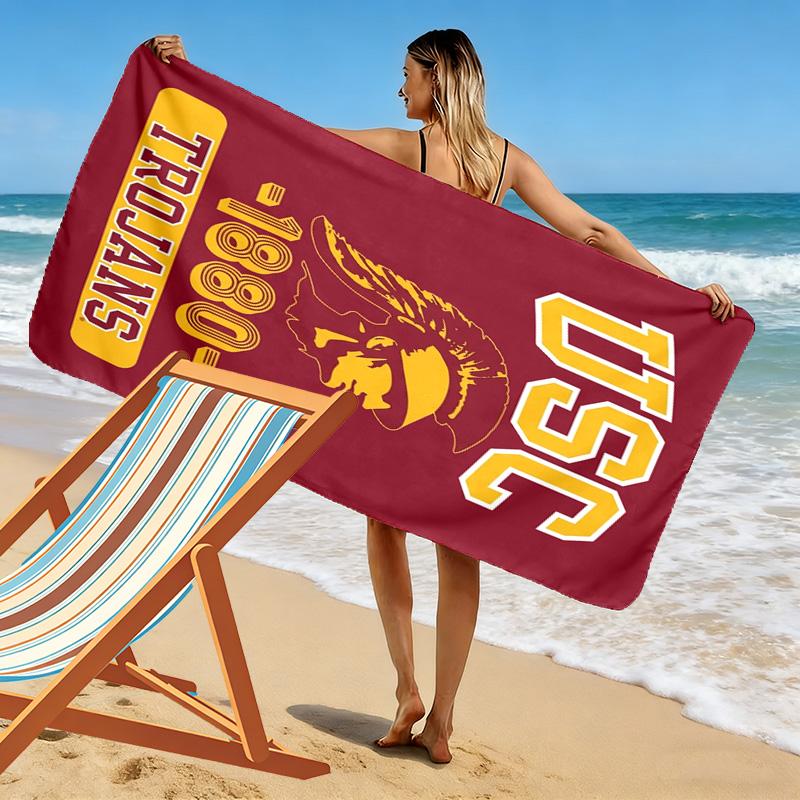 USC Trojans Print Beach Towel, Large Soft Quick Dry Towel for Beach Camping Swimming