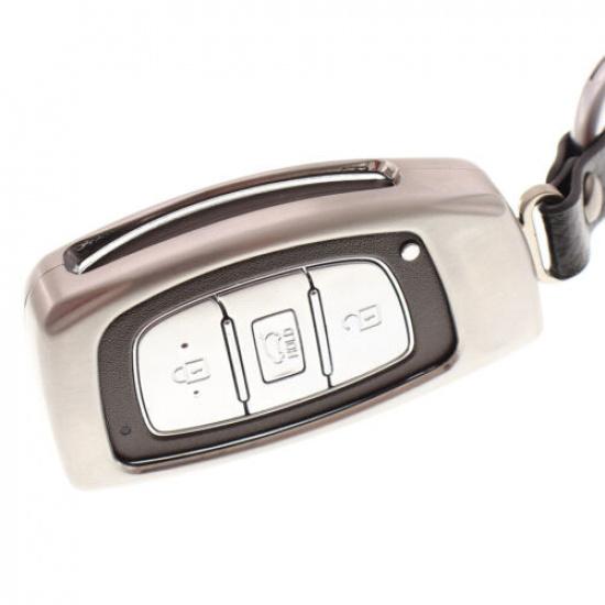 Für Hyundai Tucson 2015- Metall Chrom Auto Schlüssel Silber Hülle Fob Abdeckung Schlüsselanhänger