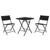 Table + 2 Chairs Set Home ESPRIT Black Steel Synthetic Rattan 58 X 58 X 71.5 Cm