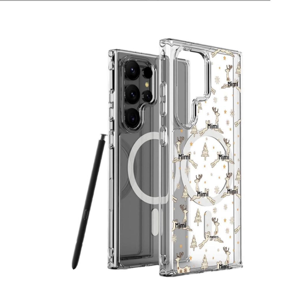 Running Deer Transparent Magnetic Case for iPhone 15/16/17 Pro Max - Full Coverage Protection