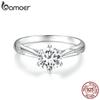 BAMOER D Color VVS1 EX Moissanite Ring 1ct Round Moissanite Diamond Solitaire Engagement 925 Silver Rings For Women
