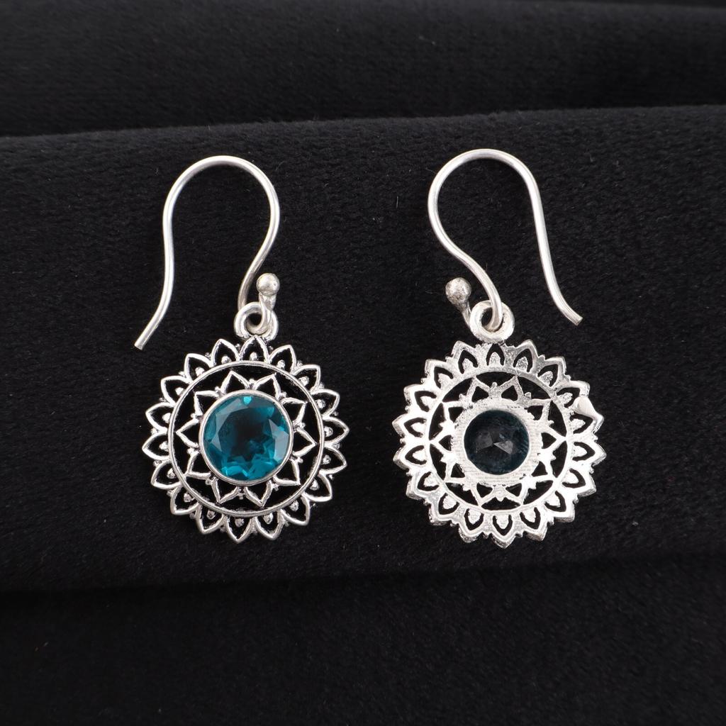 Apatite Gemstone 925 Sterling Silver Jewelry Handmade Drop/Dangle Earrings 1.57" CE-19-9