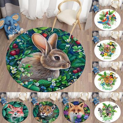 Jungle Animal Print Round Carpets for Living Room Rug Children Carpet Home Bedroom Kid Room Floor Mat Soft Mat for Children