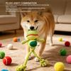 Puppy Teething Toy Green Frog Squeaky Plush Puppy Teeth Chewing Toy with Rope for Home 1PC