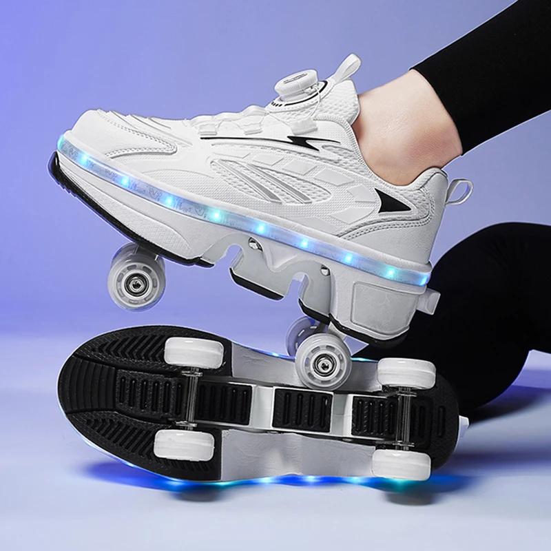 2025 New Roller Skates Students Outdoor Wheel Shoes Multi-functional Sports Shoes 33-43 Size High Quality Roller Skates