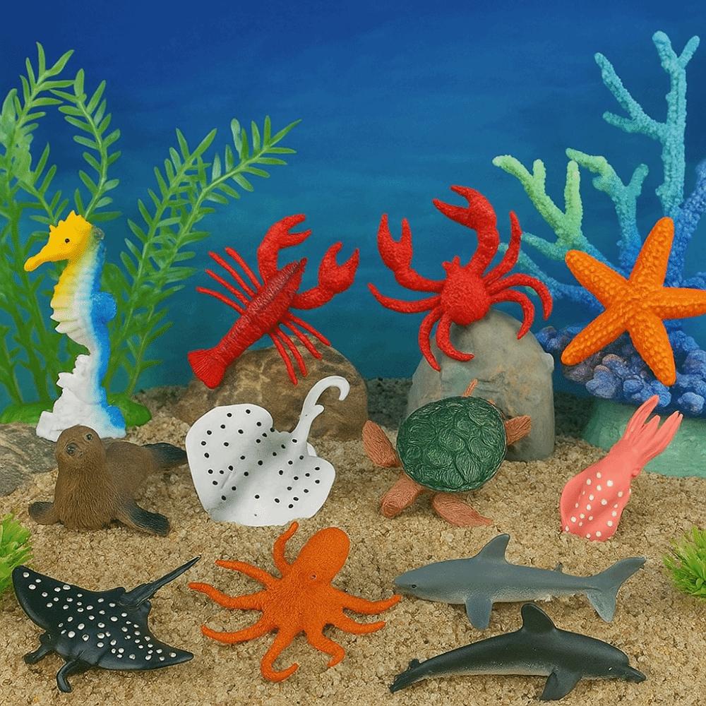 12pcs Plastic Sea Life Animals Model Starfish Simulated Fish Tank Decorations  Kids Birthday Gift