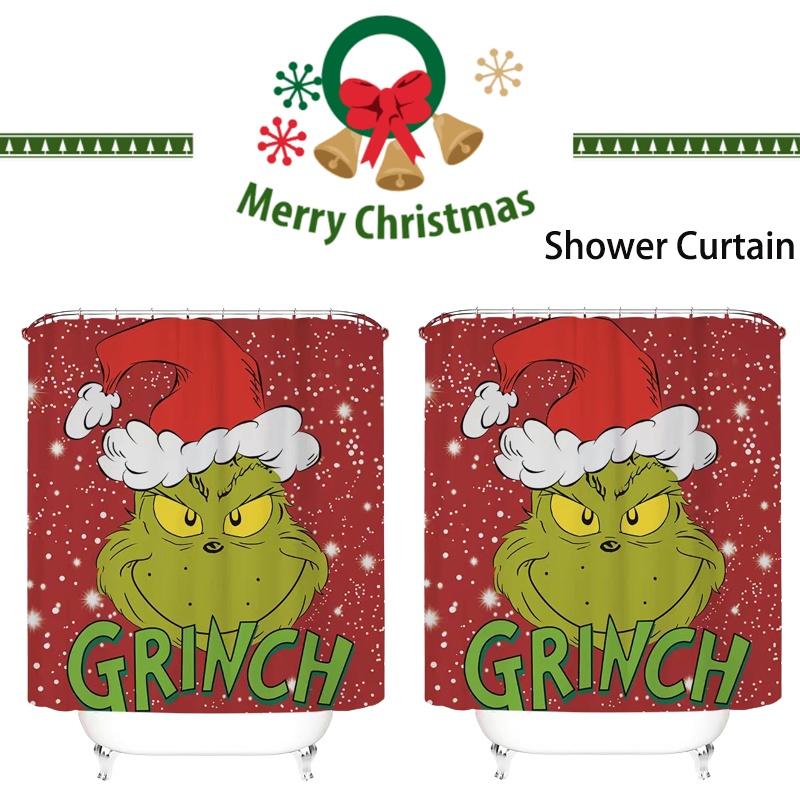 Curtain Christmas Shower How The Stole Christmas Waterproof With Hooks