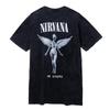 NYARO Nirvana T-Shirt, Angel Rock Tee, Music, Short Sleeve, 100% Cotton, Bleached, Men's, Retro Back Print (JP, Alphabet, XL, Men's (Large), Gray)
