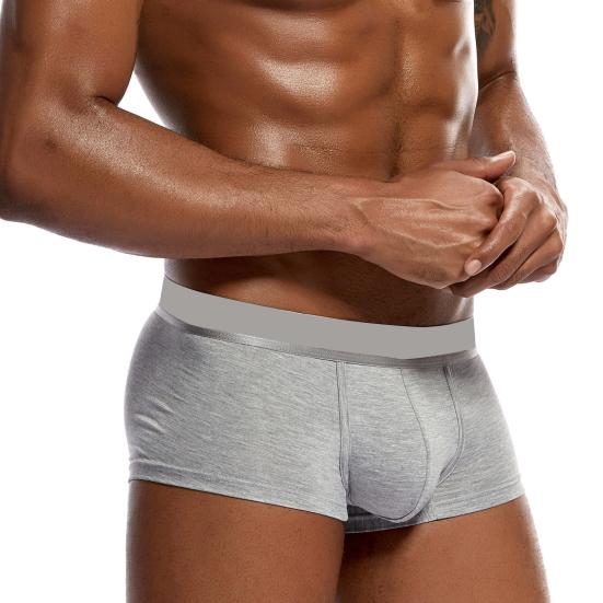 Bokserbukse for menn Mellomhøyt bred elastisk linning Brevtrykk Ensfarget bokserundertøy U-konveks design Truser med høy elastisitet