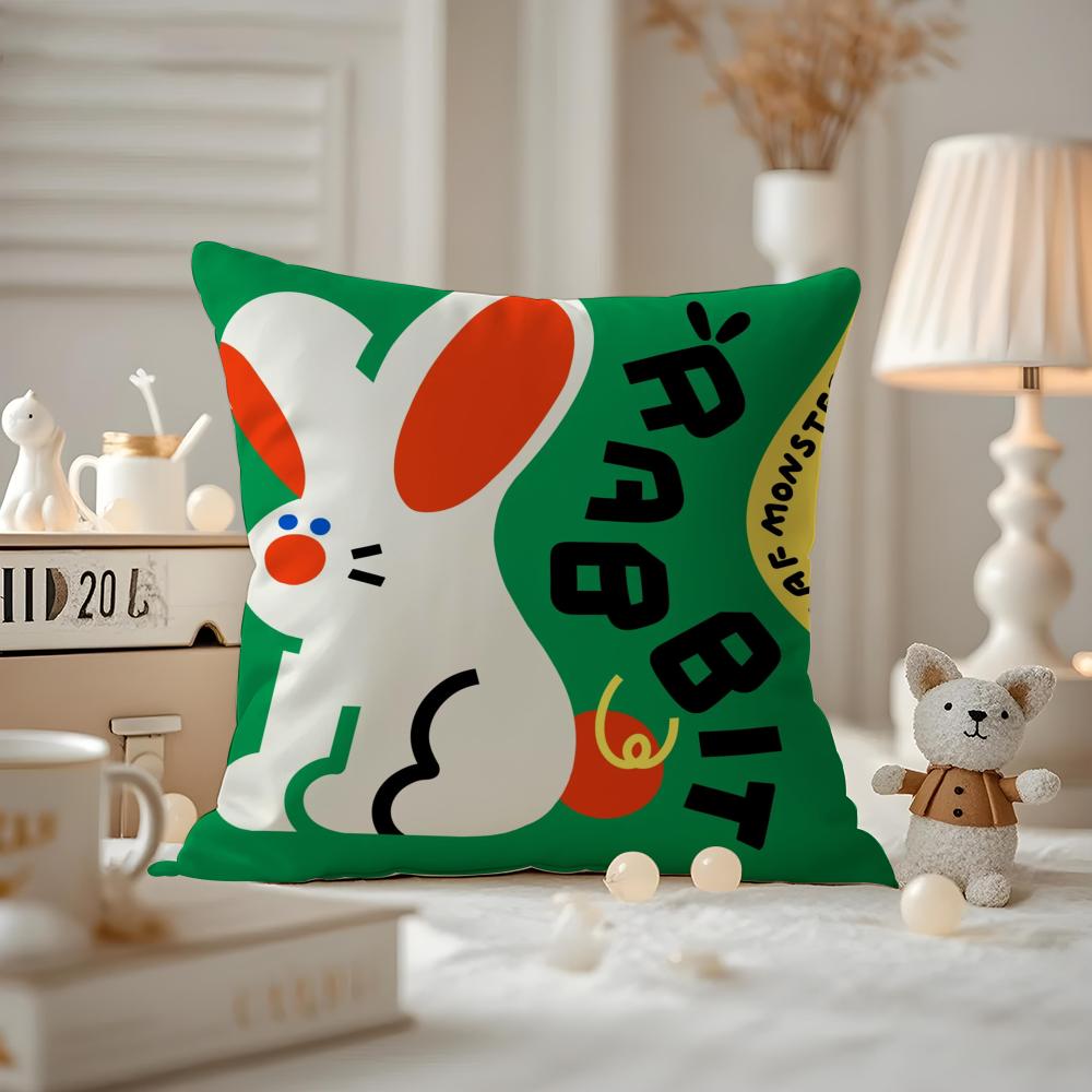 Chinese Zodiac Print Cushion Cover Anti-dustmite Pillowcase Invisible Zipper Silky Short Plush Sofa Cushion Cover
