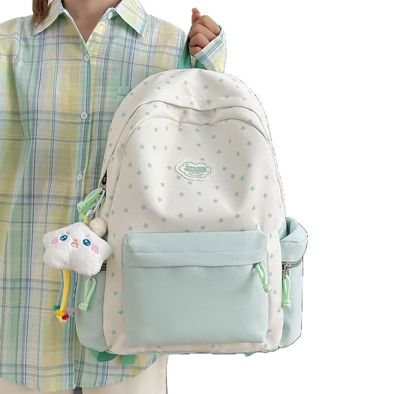 Schoolbag High-value schoolbag Female college student Large-capacity college student printed backpack Junior high school student lightweight travel