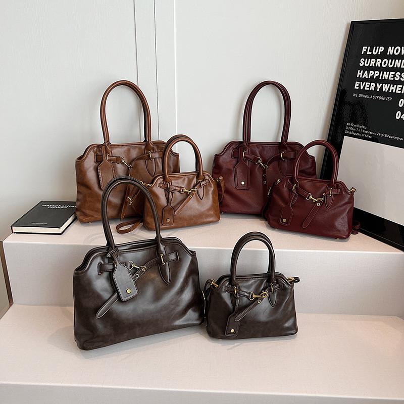 Retro Tote Bag For Women With Golden Buckle Decoration For Daily Use
