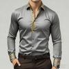 2025 Herren Neue Modische Hohe Qualität Gold Muster Satin Hohe Qualität Herren Langarm Kragen Hemd Geeignet für Party Wearin