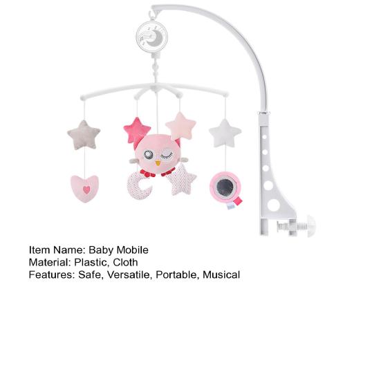 Baby Crib Mobile with Music & Rotating Toys Soft Plush Hanging Rattles for Newborns 0-3 Years Soothing Melodies for Nursery Stroller Bedtime