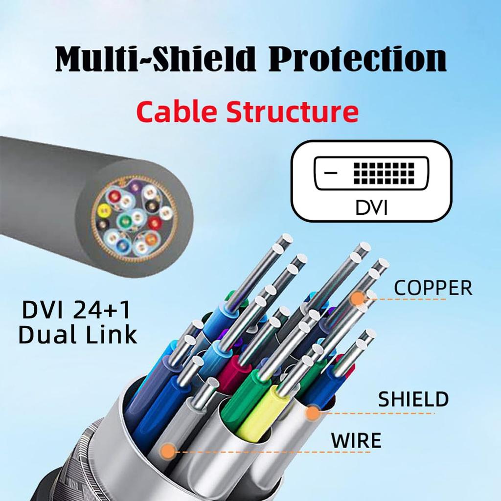 Xiwai DVI Stecker auf Buchse Verlängerungskabel Dual Link Digital Video für und Fernseher 24+1 50cm, DVI-D Monitore, Projektoren,