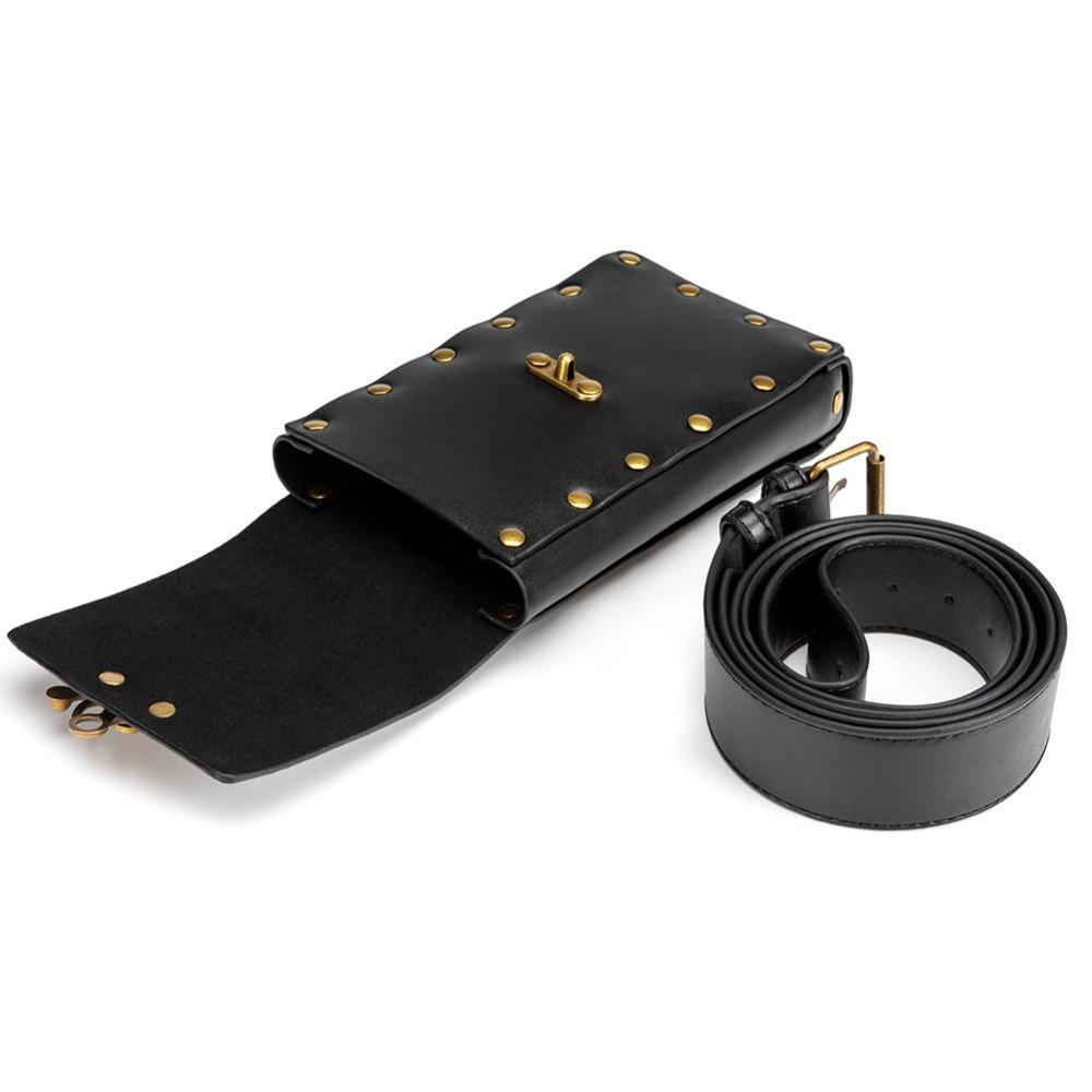 European and American Punk Women's Bag, Retro Brown, Outdoor Mobile Phone Change, Mini Bag, Sports and Leisure, Mini Waist Bag