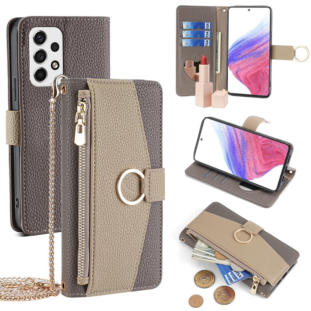 For Samsung Galaxy A53 5G Case Wallet Crossbody Phone Bag with Zipper Pocket