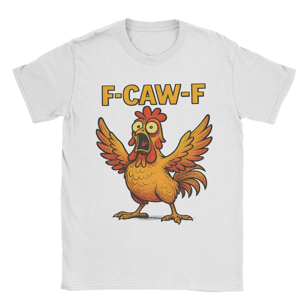 Men's T-Shirts Funny F-Caw-F Chicken Screaming Rooster Meme Humor 100% Cotton Tee Shirt Short Sleeve  T Shirt O Neck Tops Unique