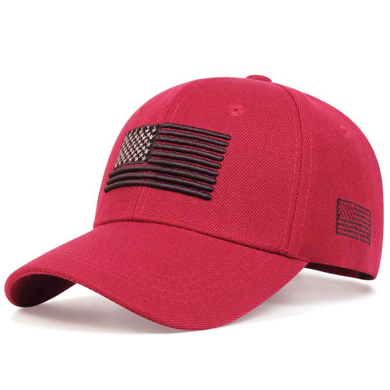 Hats New Embroidered American Flags Baseball Caps Men's and Women's Big Head Circumference Hard Top Mao Green Sunshade Cap Tide