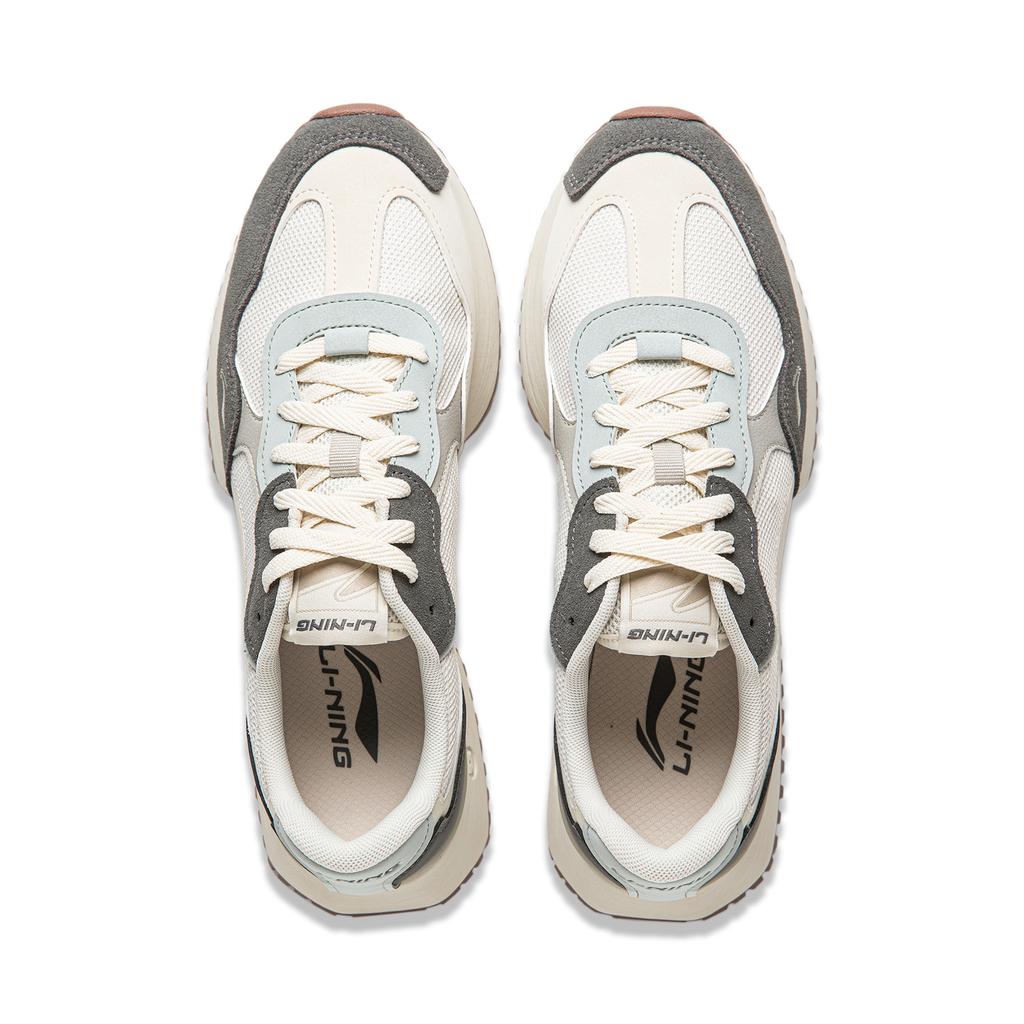 New LINING Sports Life Collection Casual Shoes Men's Low top Pearl White/Stone Gray/Water Gray Green AGCU113-2