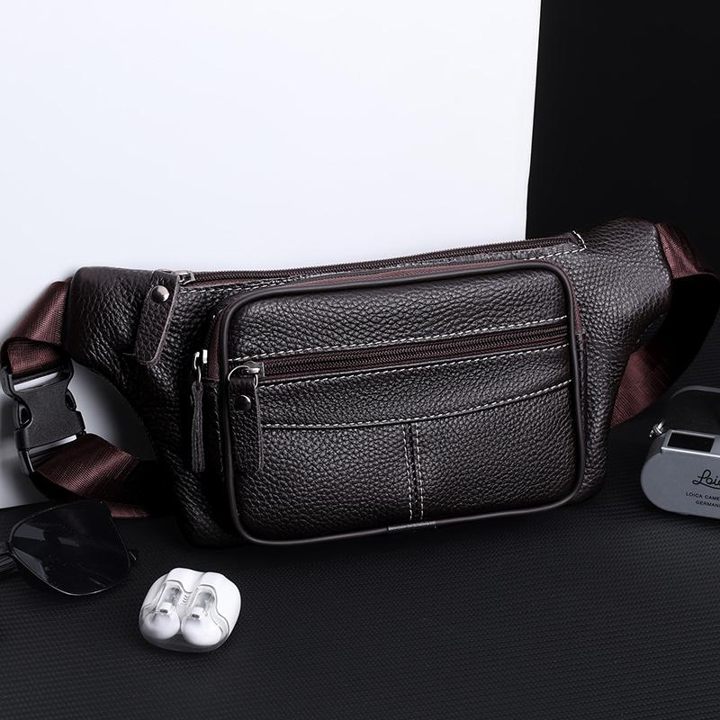 PU Waist Bag Men's Mobile Phone Bag Outdoor Sports Cycling Chest Bag