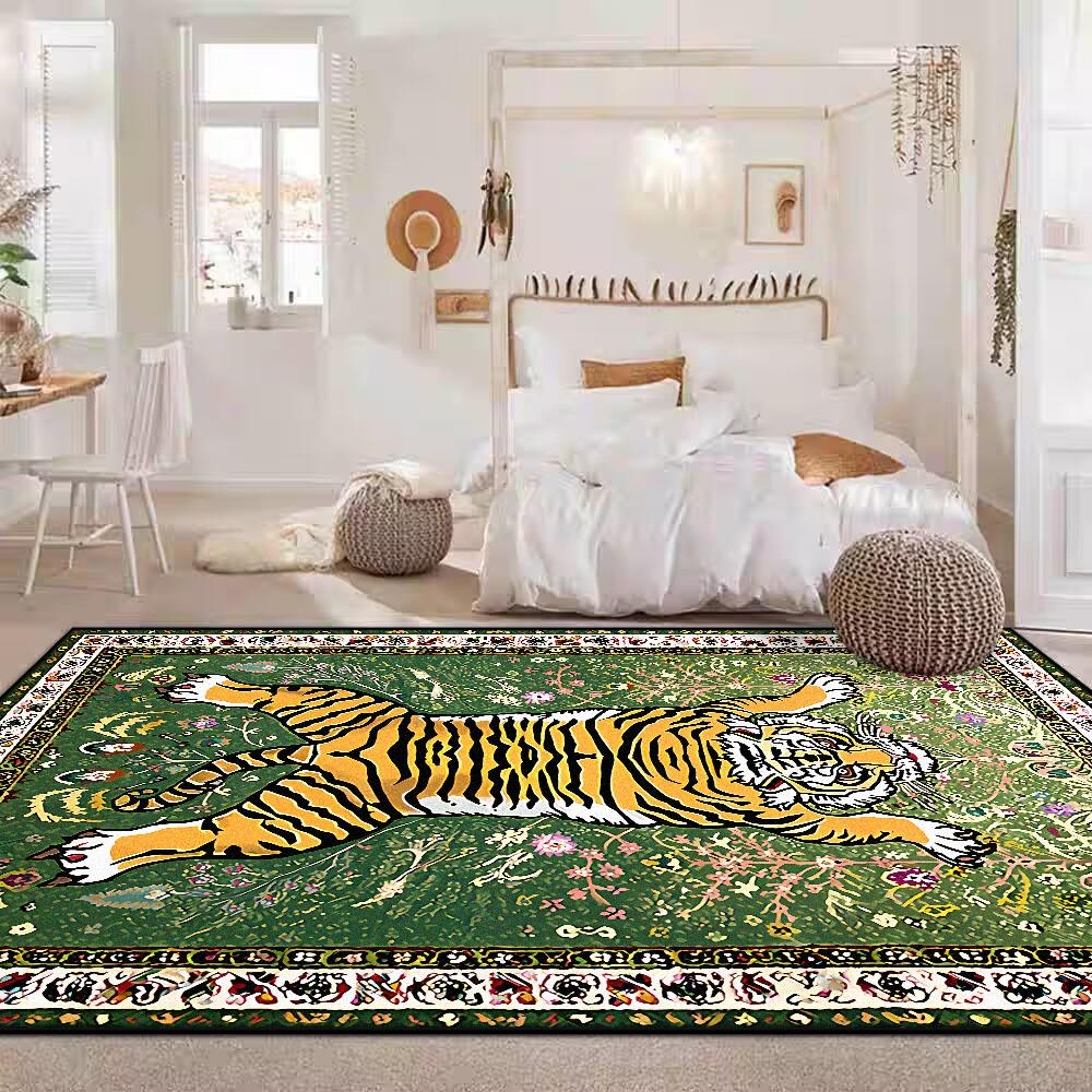 Tappeto Retro Lusso Leggero Morbido Antiscivolo Grande per Soggiorno Facile da Pulire Tappetino per Tavolino Divano Fantasia Tigre Carino Decorazione Tappeto per Camera dei Bambini