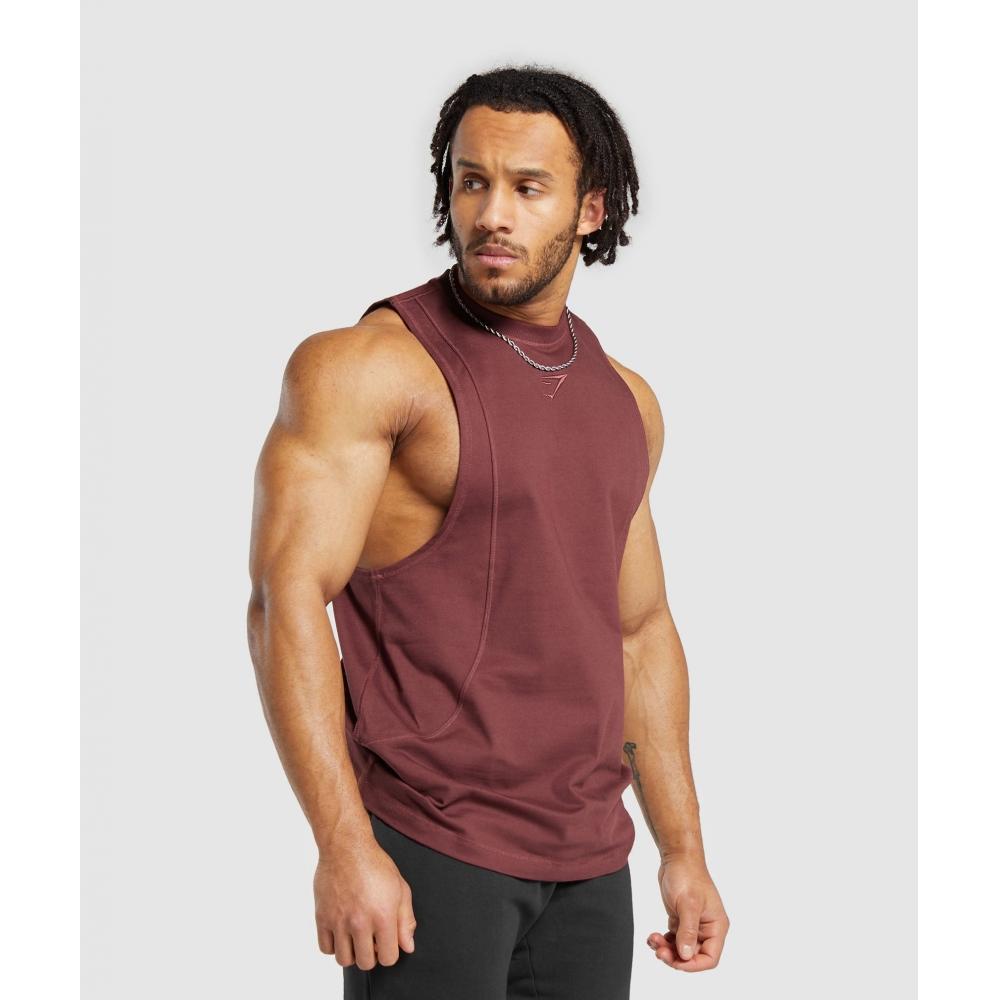 Gymshark Prémiové tílko s padajícími ramínky vínově hnědé A5a4w Rbqv