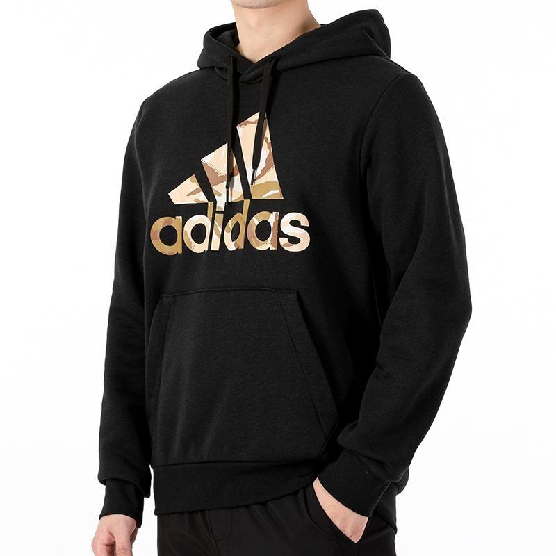 adidas Cosmo Hd Logo Print Drawstring Hoodie Men Tops Black GV2126