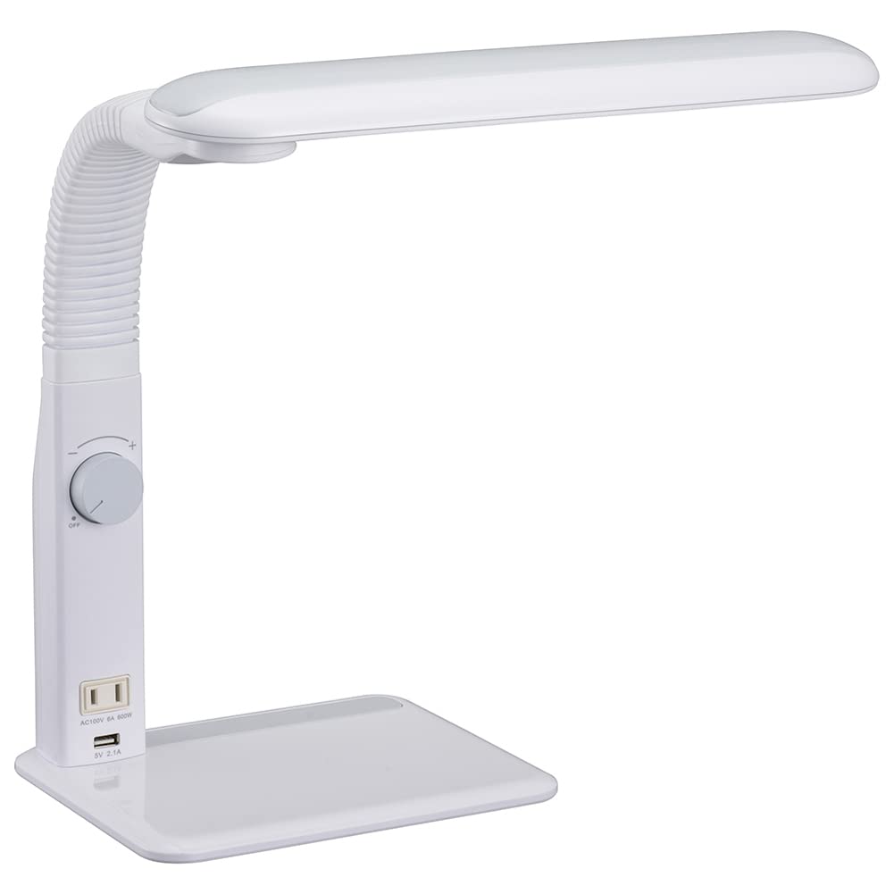 OHM Electric LED Study Stand, Dimmable, Left-Handed, with USB Port, White, ODS-LDAK6N, 06-1849