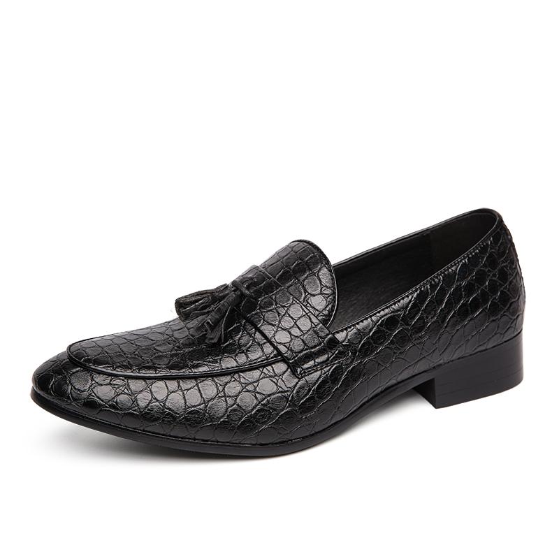 Red Crocodile Pattern Loafers Luxury Brand Tassel Thick Sole Pointed Toe Casual Shoes Slip-on Oxford Shoes Men's Shoes Moccasin